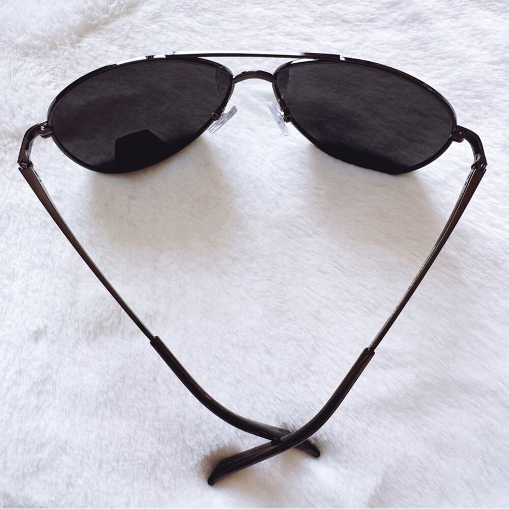 Irene Black Aviator Stylish Polarized Sunglasses - Picture 9 of 12